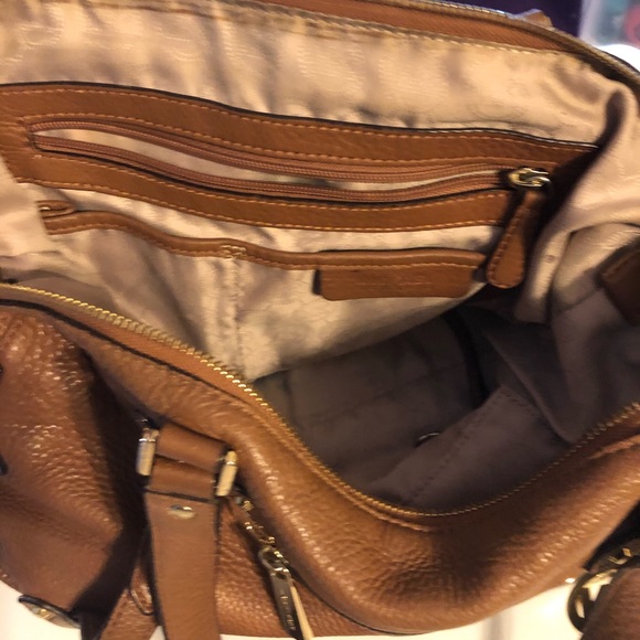 LARGE MICHAEL KORS BEDFORD COGNAC PEBBLE LEATHER DOME CONVERTIBLE SATCHEL XBODY - Picture 5 of 10